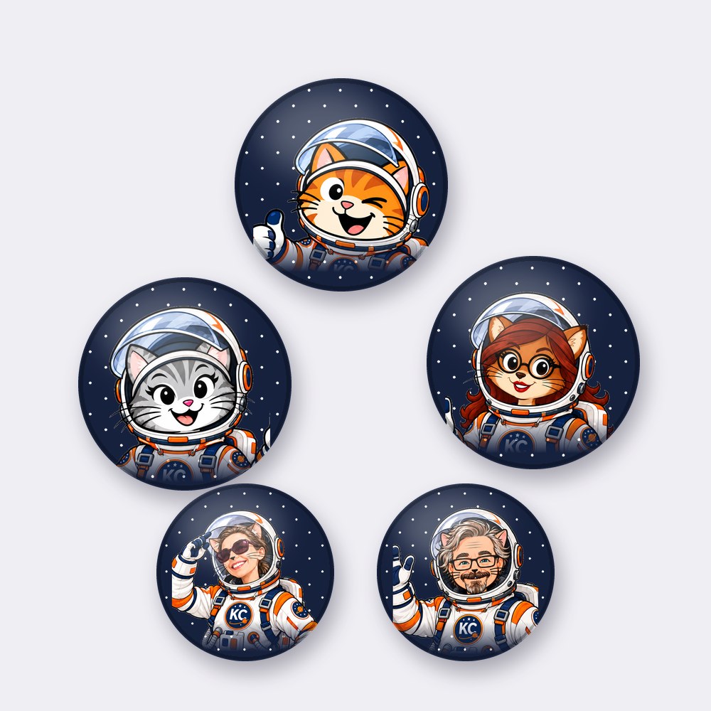 KC Space Crew button set – 5 pin buttons