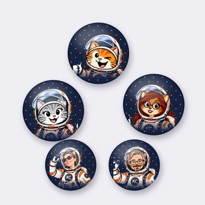 KC Space Crew button set