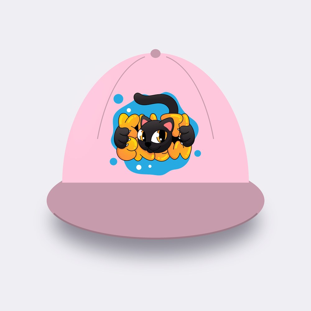 Black Cat Blue Splash cap – blossom pink