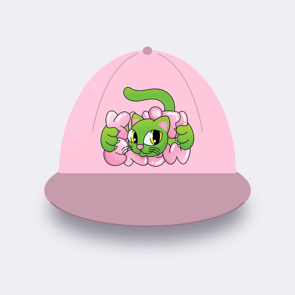 Green Bubble Cat cap – blossom pink