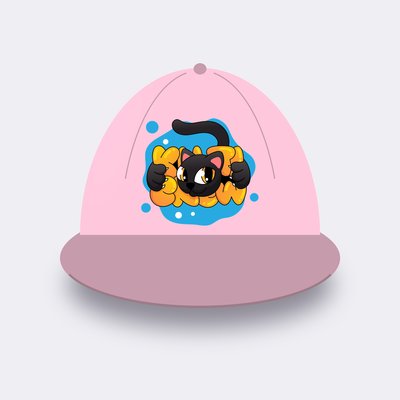 Black Cat Blue Splash cap – Blossom pink