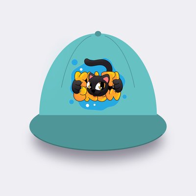 Black Cat Blue Splash cap – Chalky mint