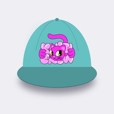Hot Pink Bubble Cat cap – Chalky mint