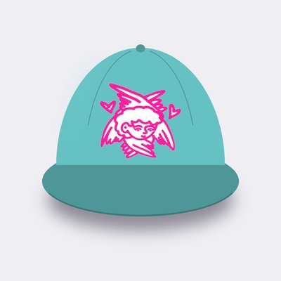 Pink Angel with Hearts cap – Chalky mint