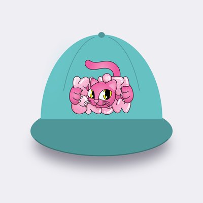 Pink Bubble Cat cap – Chalky mint