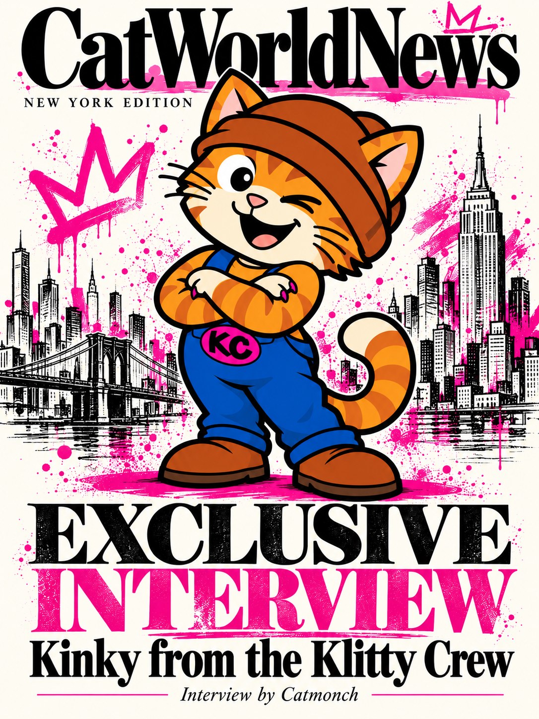CatWorldNews cover, New York edition: exclusive interview with Kinky from the Klitty Crew, interview by CatMonch