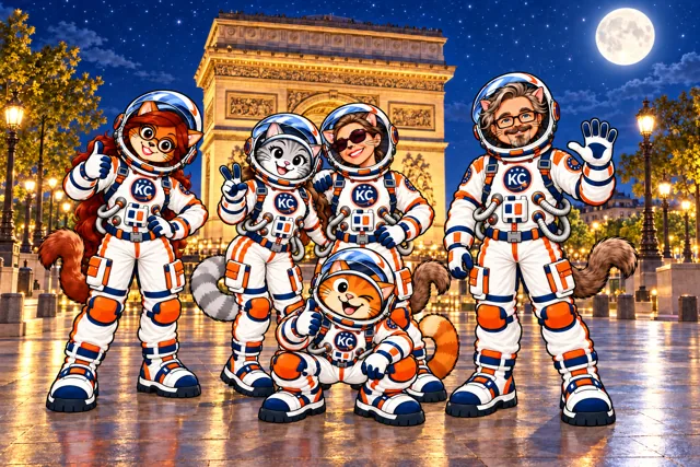 Bonne nuit, Paris – パリの凱旋門にいるKlitty Crew