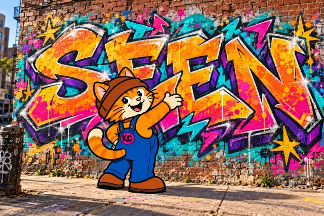SEENに脱帽 – レンガの壁の前のKlitty Crew