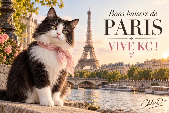 Postkort «Bons baisers de Paris – Vive KC !» fra ChloeD, Paris