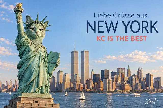 ニューヨークのZoeFからの絵はがき「Liebe Grüsse aus New York – KC is the best」