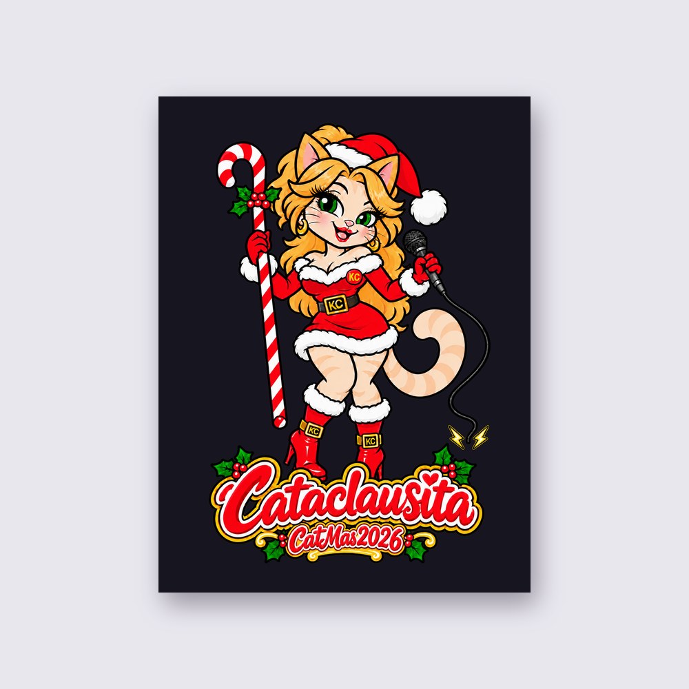 Cataclausita – CatMas 2026 poster on a wall