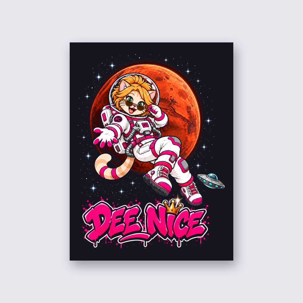 DeeNice on Mars poster on a wall