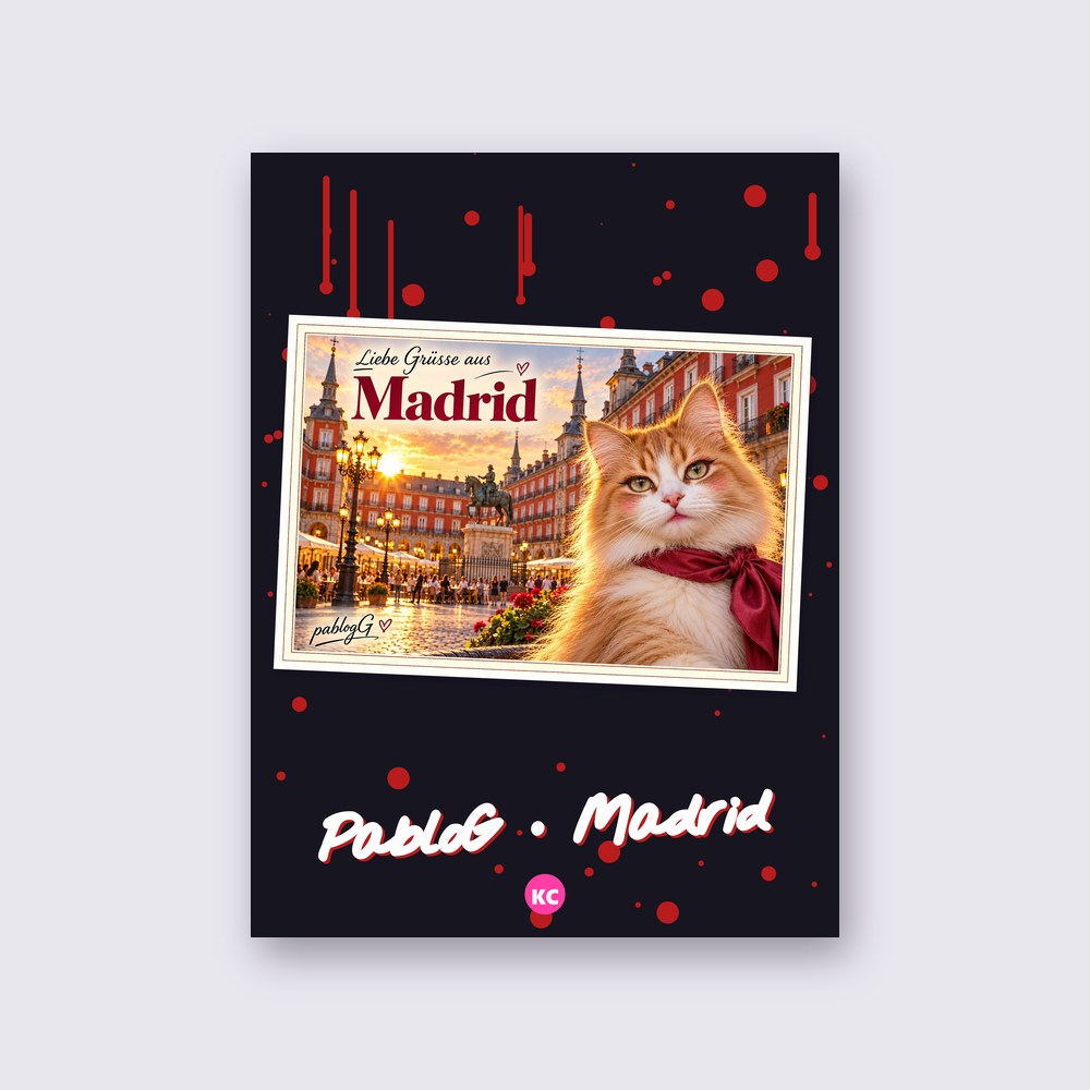 Postcard from Madrid by PabloG poster on a wall