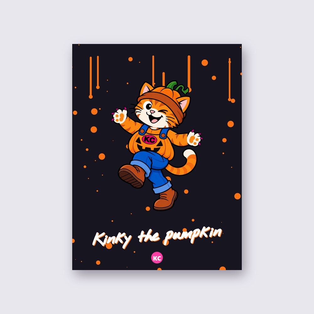 Kinky the pumpkin poster on a wall