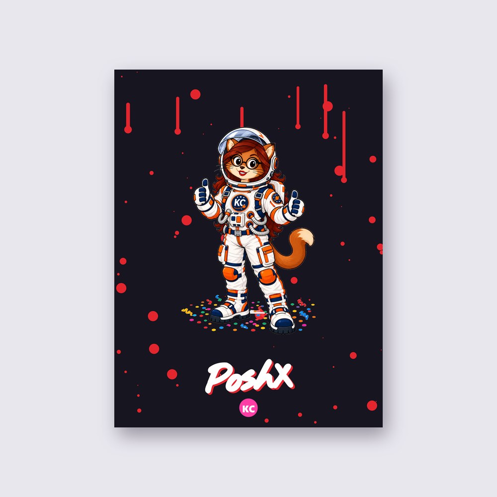 PoshX the astronaut poster on a wall