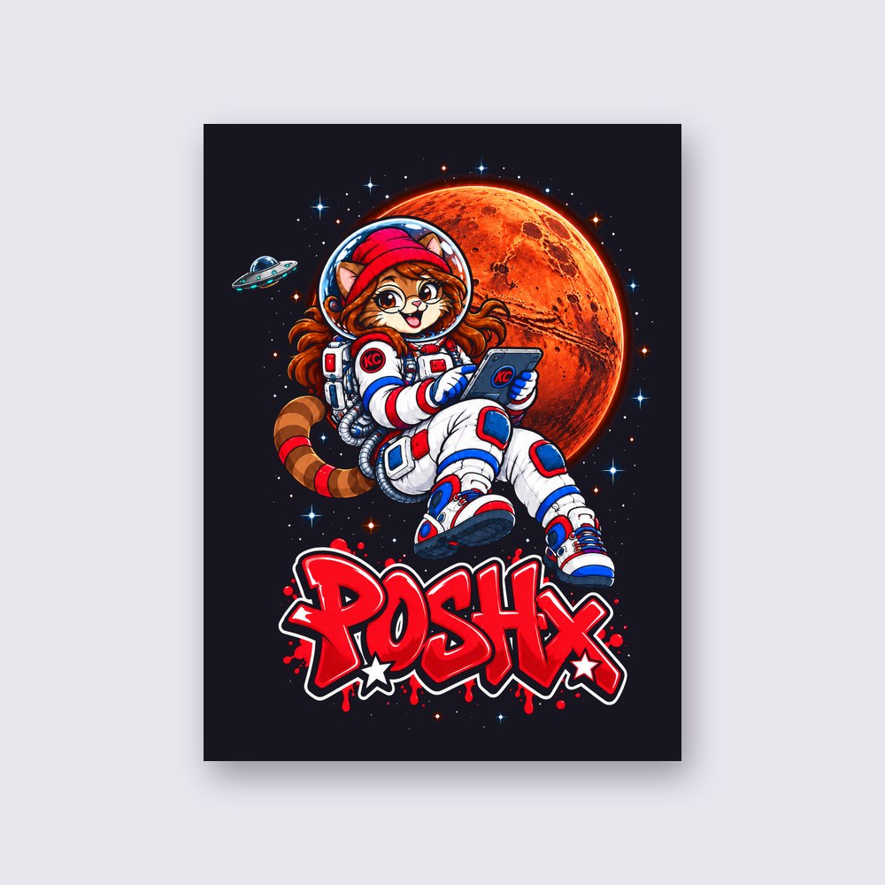 PoshX on Mars poster on a wall