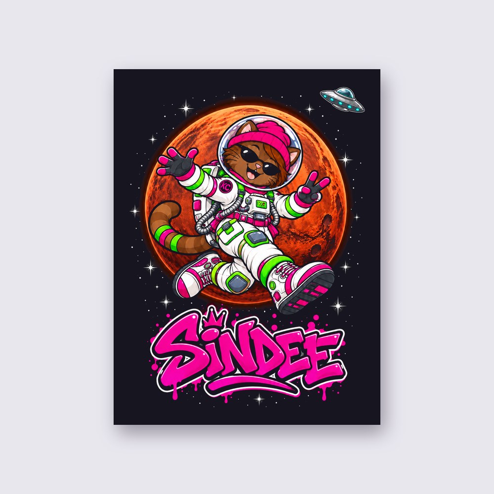 SinDee on Mars poster on a wall