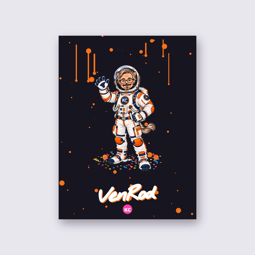 VenRod the astronaut poster on a wall