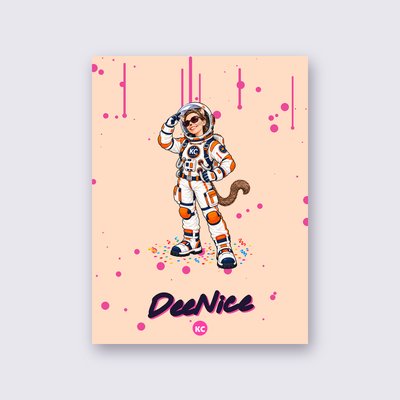 DeeNice the astronaut poster – Peach background