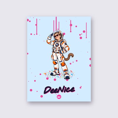 DeeNice the astronaut poster – Sky blue background