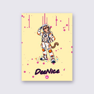 DeeNice the astronaut poster – Yellow background