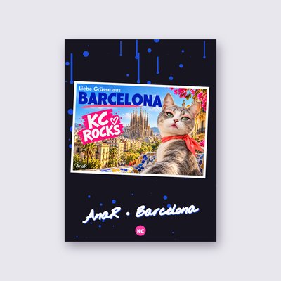 Postcard from Barcelona by AnaR street art poster – Black