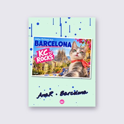 Postcard from Barcelona by AnaR poster – Mint background