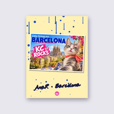 Postcard from Barcelona by AnaR street art poster – Yellow