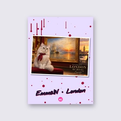 Postcard from London by EmmaW poster – Lilac background