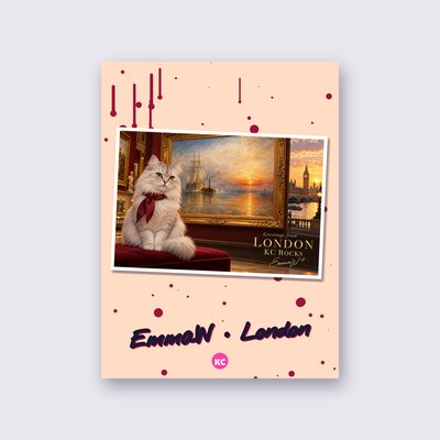 Postcard from London by EmmaW poster – Peach background