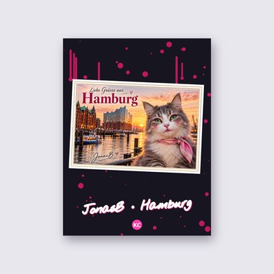 Postcard from Hamburg by JonasB street art poster – Black