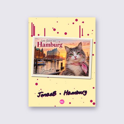 Postcard from Hamburg by JonasB street art poster – Yellow