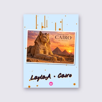 Postcard from Cairo by LaylaA poster – Sky blue background