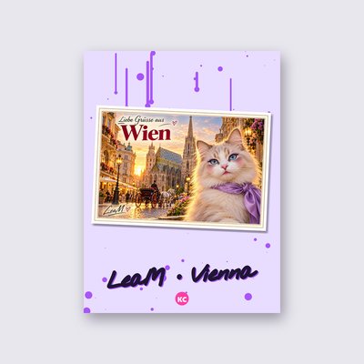 Postcard from Vienna by LeaM poster – Lilac background