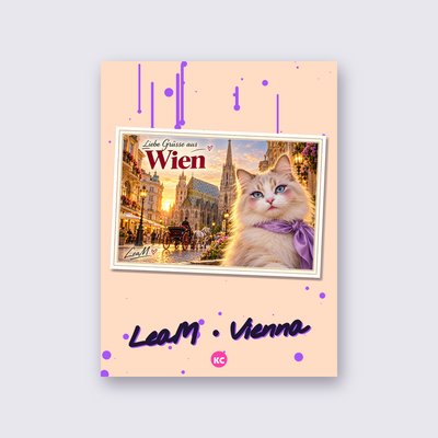 Postcard from Vienna by LeaM poster – Peach background