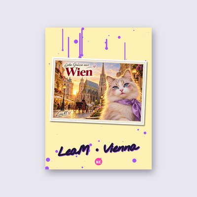 Postcard from Vienna by LeaM street art poster – Yellow