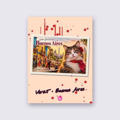 Postcard from Buenos Aires by VeraT poster – Peach background