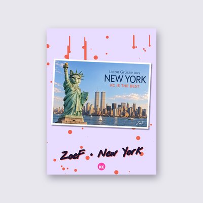 Postcard from New York by ZoeF poster – Lilac background