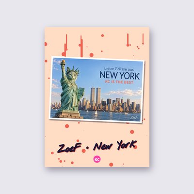 Postcard from New York by ZoeF poster – Peach background