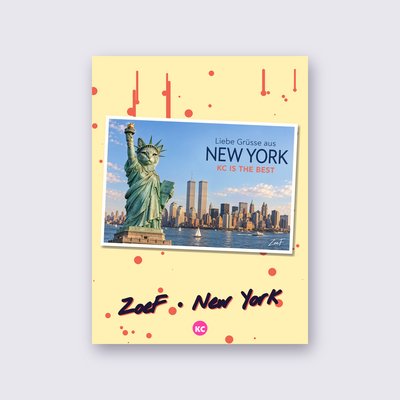 Postcard from New York by ZoeF street art poster – Yellow