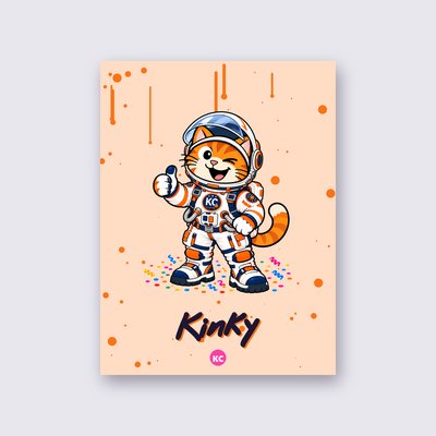 Kinky the astronaut poster – Peach background
