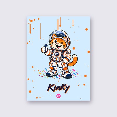 Kinky the astronaut poster – Sky blue background