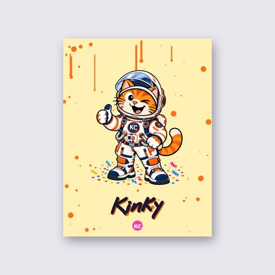 Kinky the astronaut poster – Yellow background