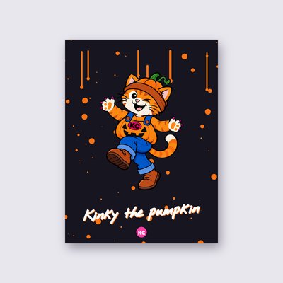 Kinky the pumpkin poster – Black background