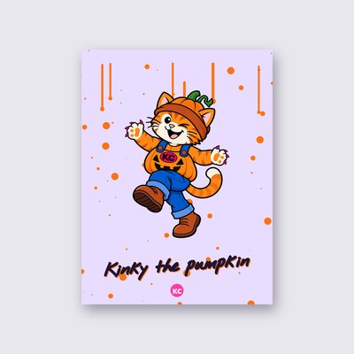 Kinky the pumpkin poster – Lilac background