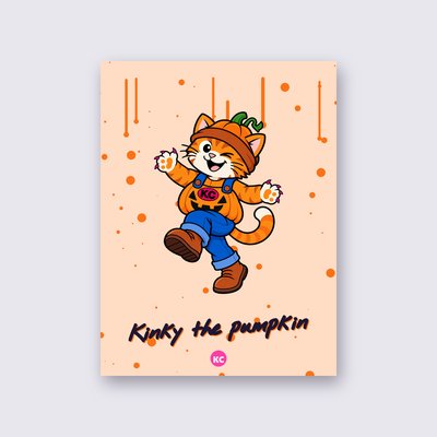 Kinky the pumpkin poster – Peach background