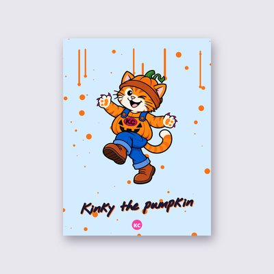 Kinky the pumpkin poster – Sky blue background