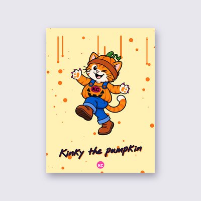 Kinky the pumpkin poster – Yellow background