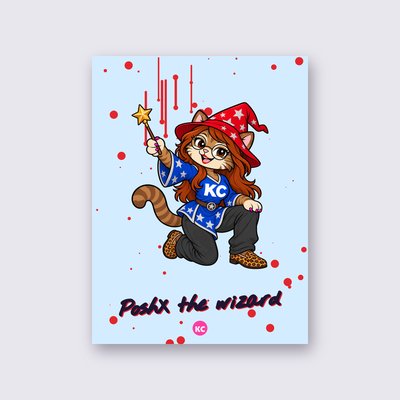 PoshX the wizard poster – Sky blue background