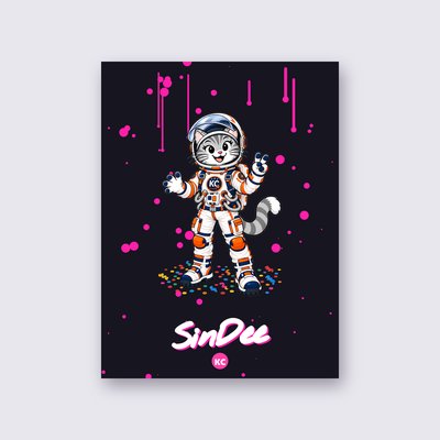 SinDee the astronaut poster – Black background
